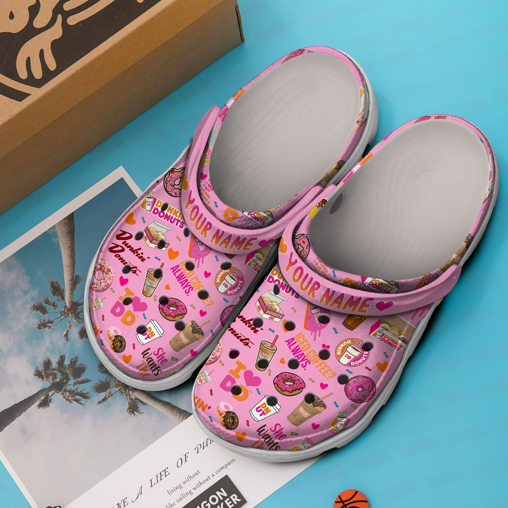 personalized sweet pink pumpkin donut 3d printed clogs for men and women wfjom