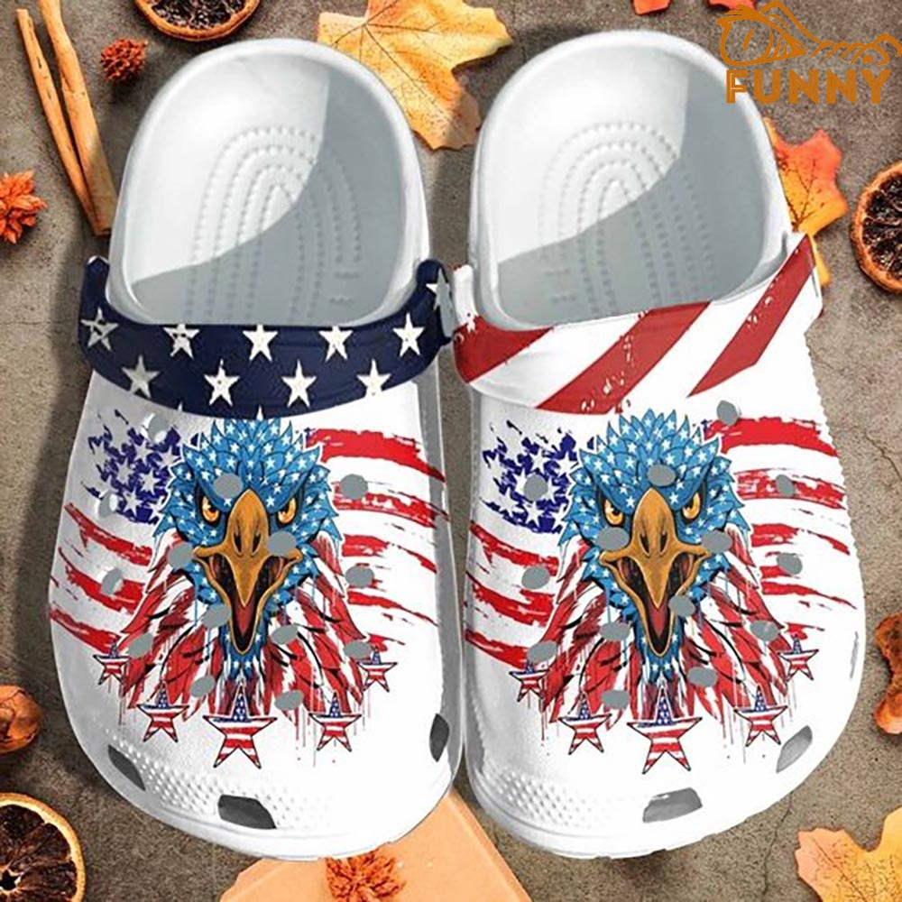 water proof and lightweight american flag eagle unisex clogs u0f16