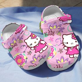 Limited Edition Clogs Cartoon Hello Kitty Cute Floral Pattern Clogs, Size 8, Shop Now!