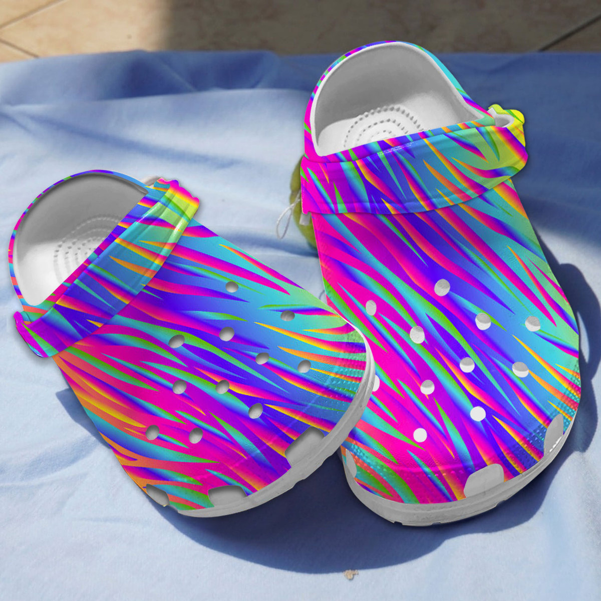 Rainbow Zebra Clogs