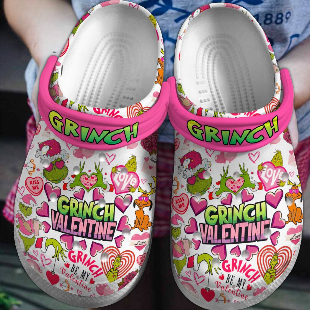 adults beautiful and comfortable grinch valentine pink clogs perfect gift idea for your sweet heart on valentines day! nodxe