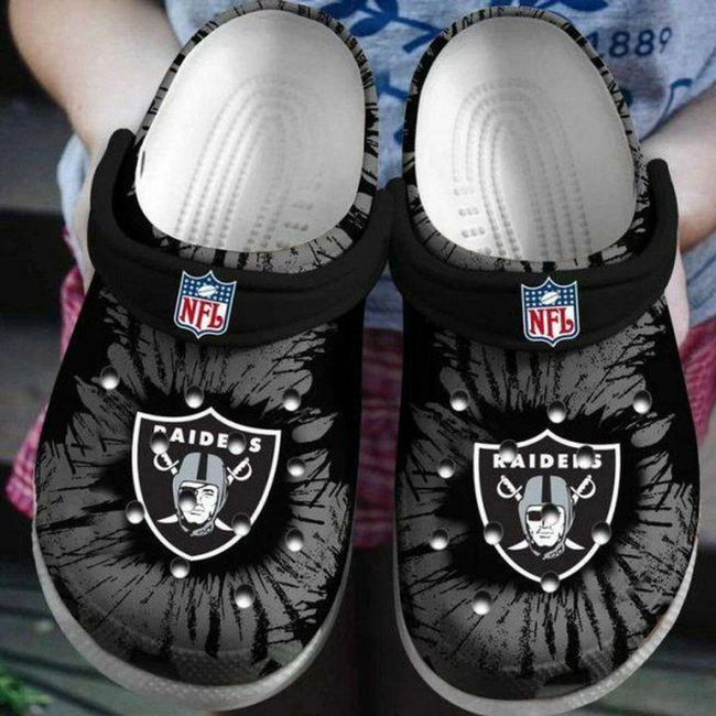 adults cool las vegas raiders nfl black clogs size 9 perfect footwear for outdoor play prfym