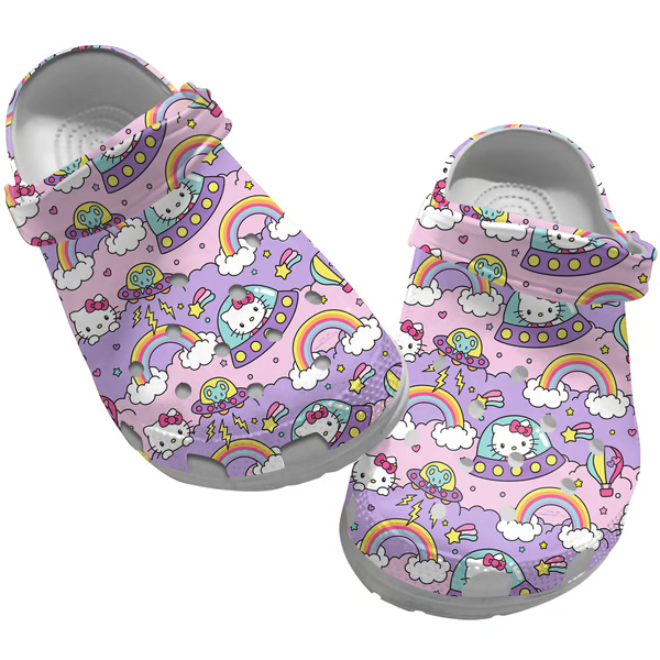 comfortable and super lightweight cute hello kitty and colorful rainbow clogs shop now for a special price! vk7ze