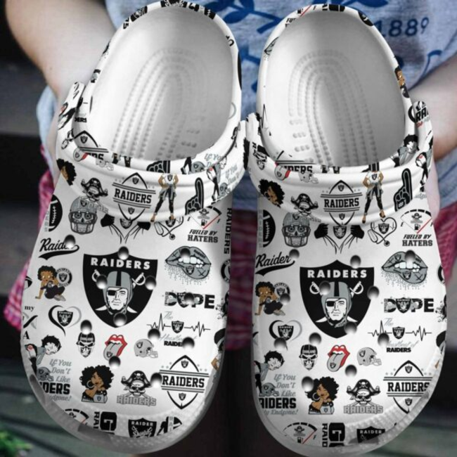 creative design raiders team nfl classic white clogs shoes perfect footwear for fans! hposu