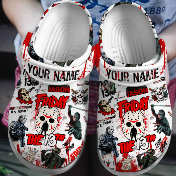 customized jason voorhees friday the 13th clogs size 9 perfect footwear for outdoor play jaus4