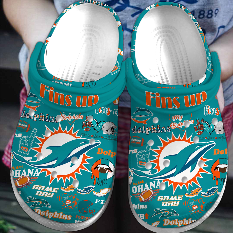 durable and lightweight miami dolphins fins up unisex blue clogs buy more save more! 92pnh