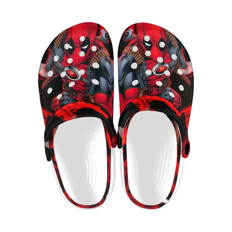 eye catching and comfortable clogs deadpool marvel unisex red sandals fast shipping worldwide! gkokg