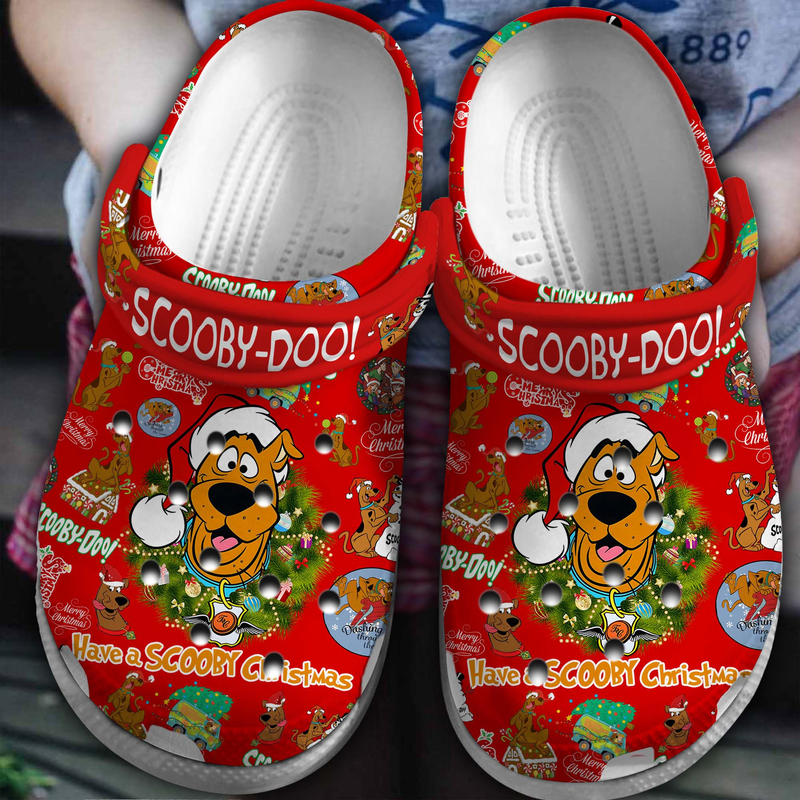 eye catching and comfortable merry christmas scooby doo unisex red clogs easy to take on and take off dfksq