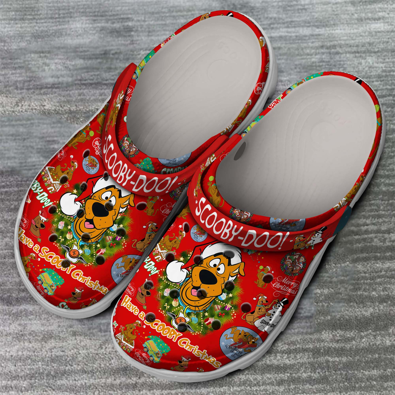 eye catching and comfortable merry christmas scooby doo unisex red clogs easy to take on and take off rvepi