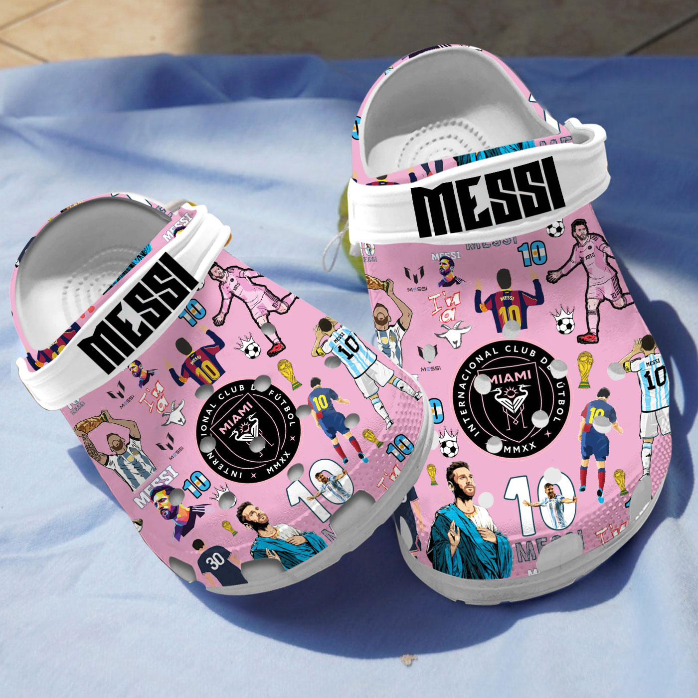 fuzzy and lightweight lionel messi the goat inter miami unisex pink clogs the best gift idea for fans of messi mdtni