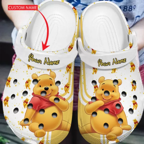 personalized disney winnie the pooh classic white clogs easy to take on and take off! bcap7