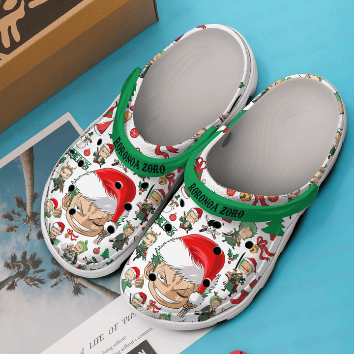 special design roronoa zoro one piece christmas unisex clogs perfect clogs for anime fans! scdgv