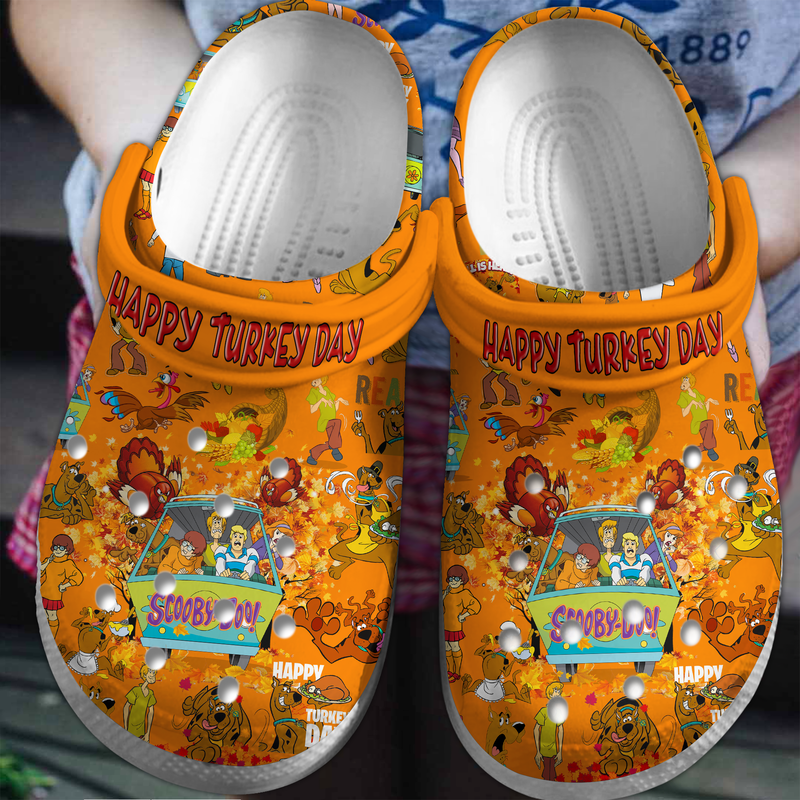 unique scooby doo happy turkey day orange classic clogs easy to clean clogs pvxou