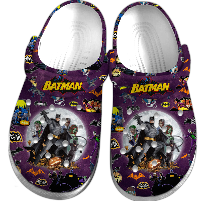 upgrade your halloween costume with our batman halloween night purple clogs perfect for men and women g7s4i