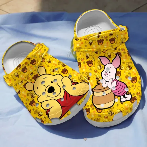 winnie the pooh and cute piglet yellow unisex clogs perfect clogs for men and women qq38k