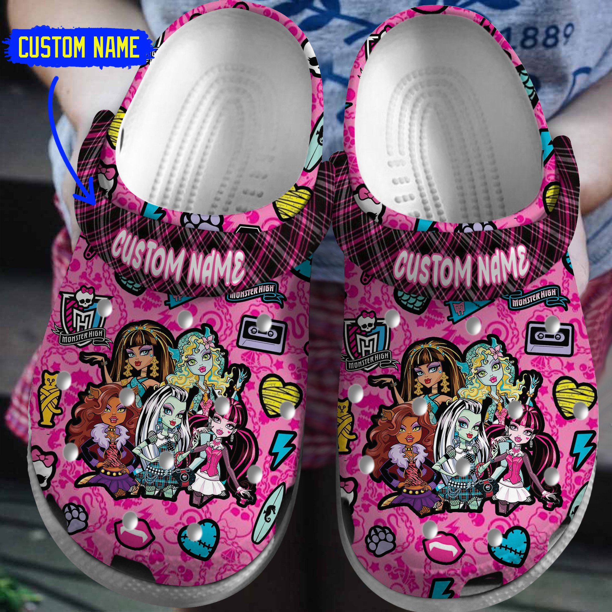 Customized Fashionable Monster High Pink Clogs, Worldwide Shipping Service