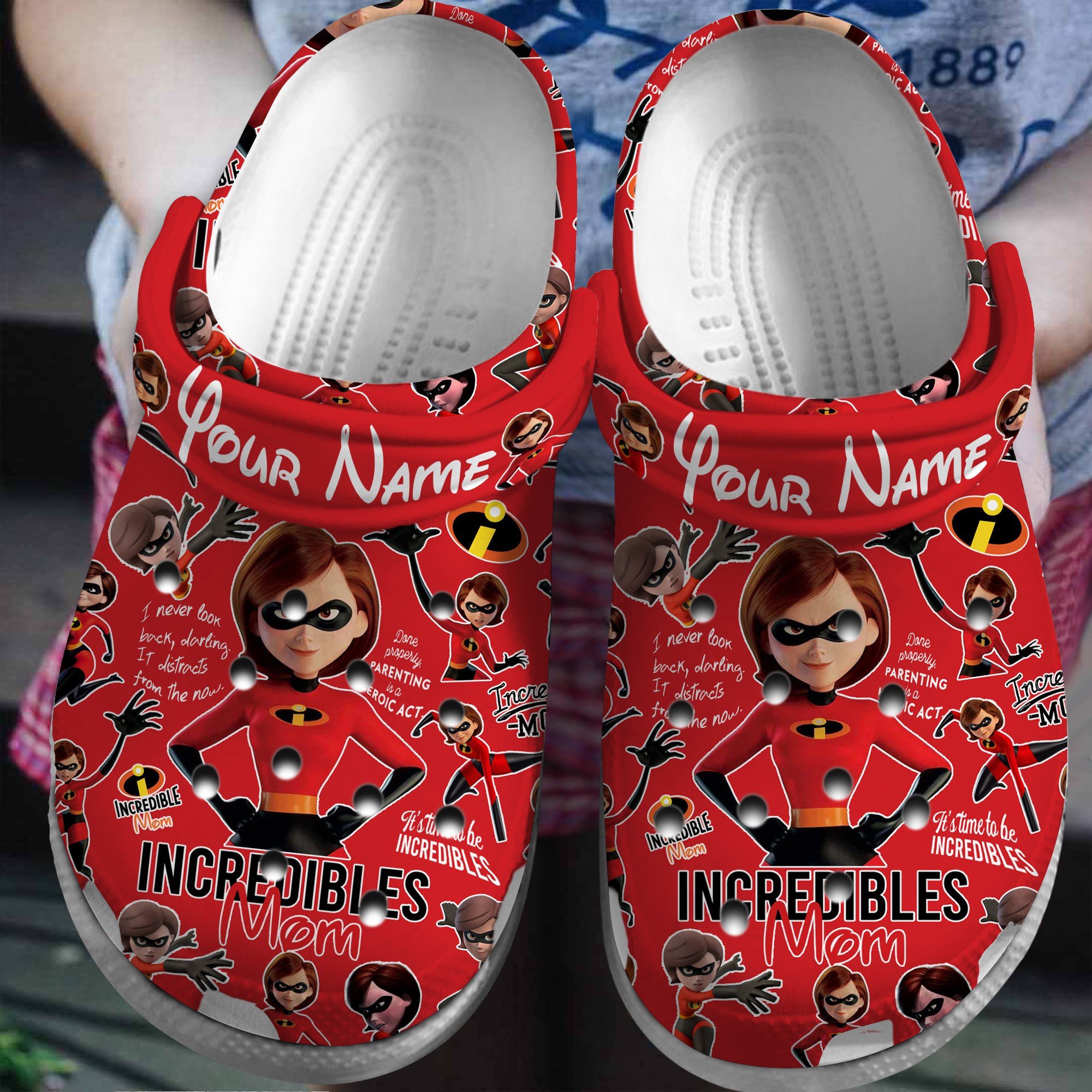 Customized Red Clogs The Incredibles Mom Elasticgirl Pixar Cartoon Clogs, Easy To Take On And Off