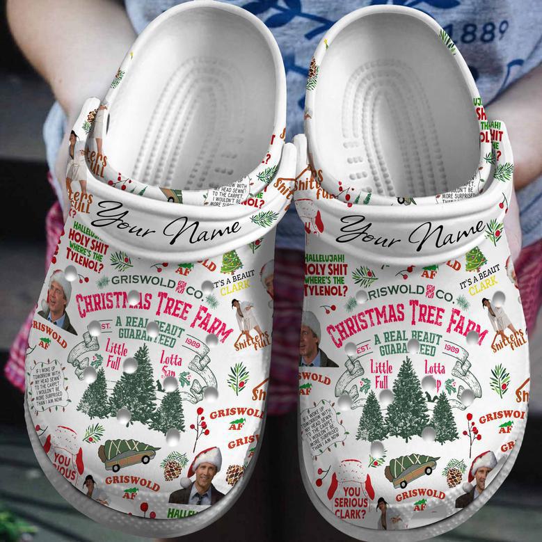 Customized White National Lampoons Movie Clogs Christmas Tree Clogs, Ideal gift for men and women