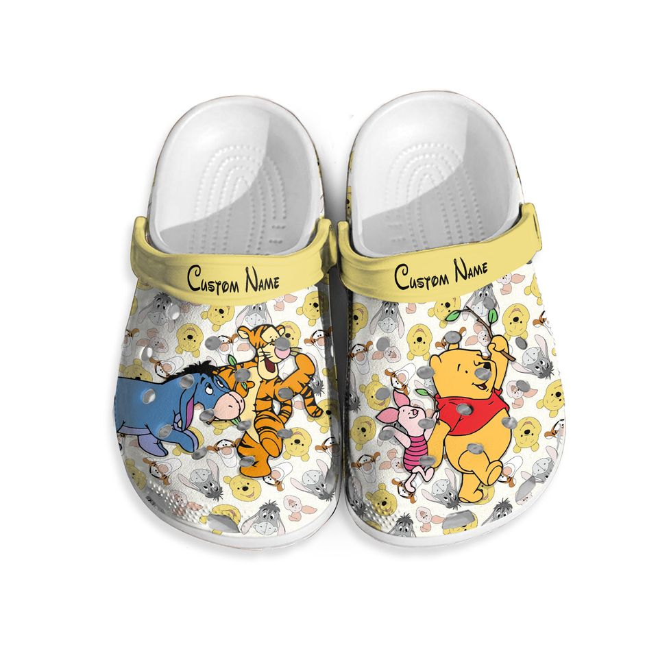 Personalized Lovely Winnie The Pooh With Friends Clogs, High-quality EVA Sole