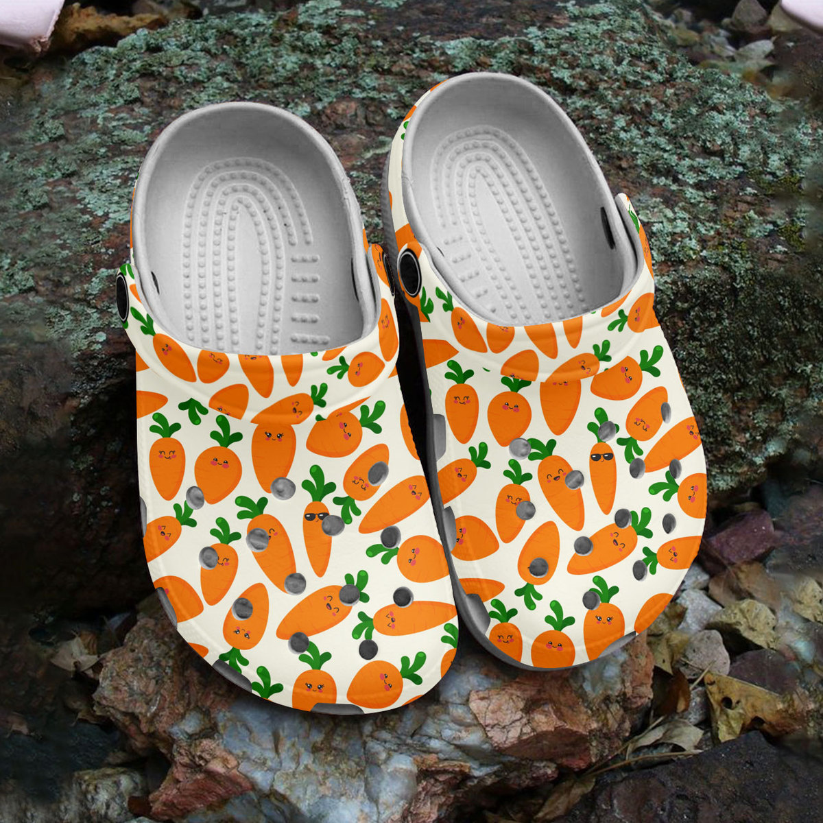 adorable carrot pattern orange classic clogs suitable for outdoor play! lpemu