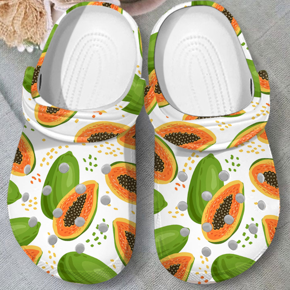 nice design of papaya fruit unisex clogs for kids and adults perfect for outdoor play b7wlv