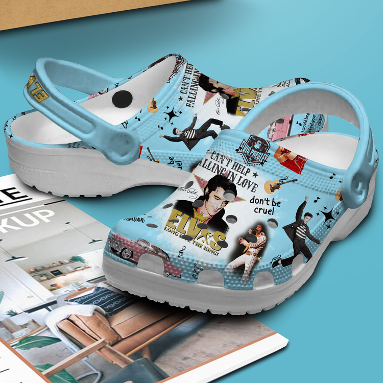 3d printed and customized elvis presley blue clogs express shipping available ttb51