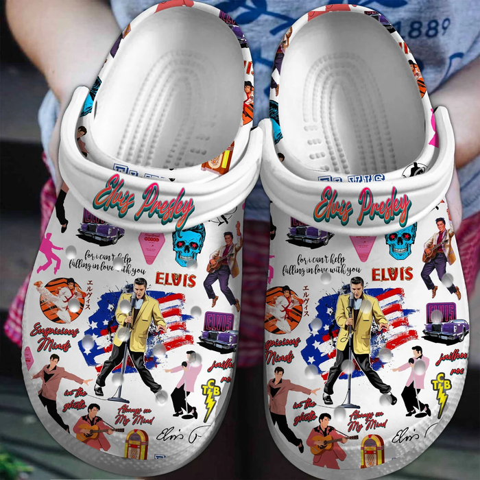 3d printed and customized elvis presley white clogs perfect footwear for men and women dbwpl