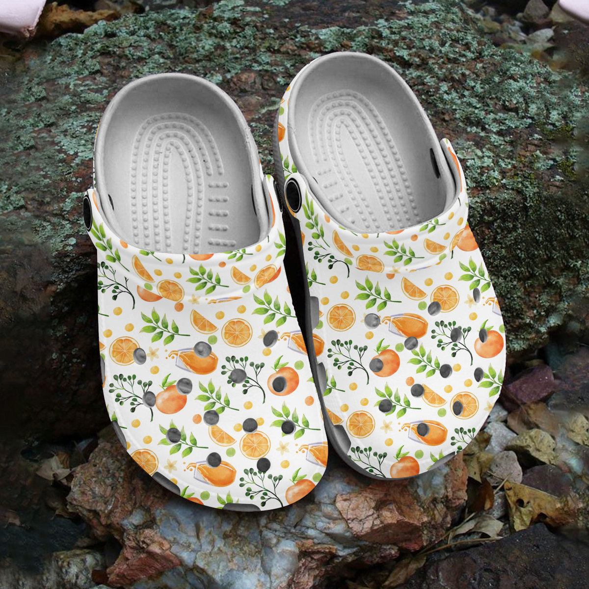 breathable and non slip orange white clogs suitable for outdoor walking fyoyu