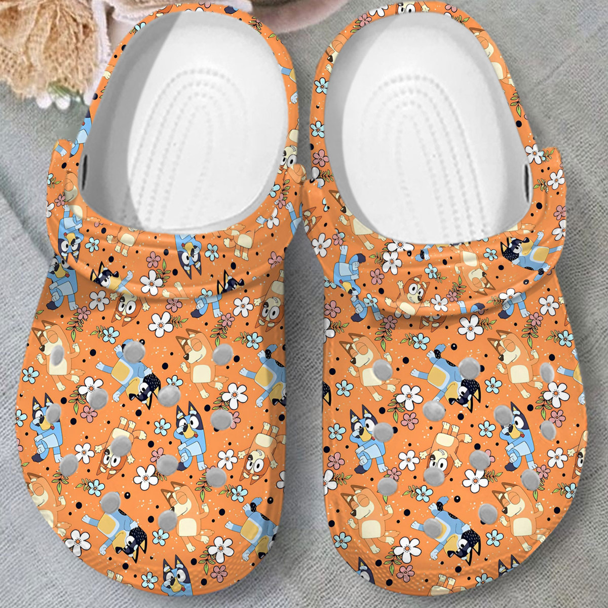 breathable and water resistant bluey orange clogs perfect for outdoor play o4vcx