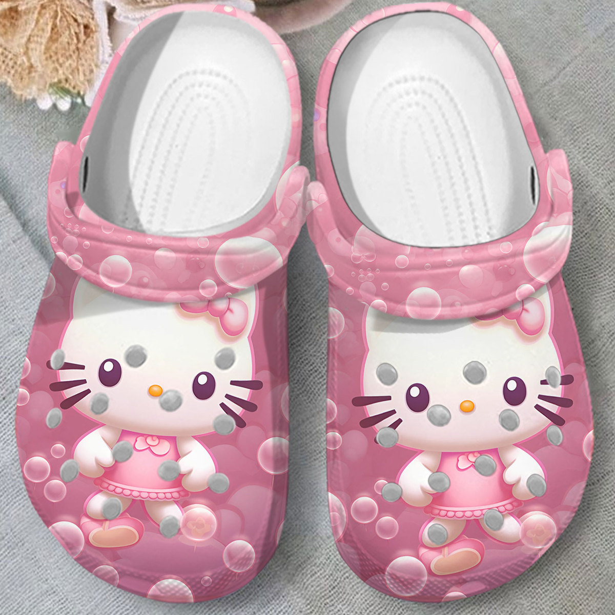 comfortable and breathable hello kitty pink clogs suitable for outdoor walking waa1m
