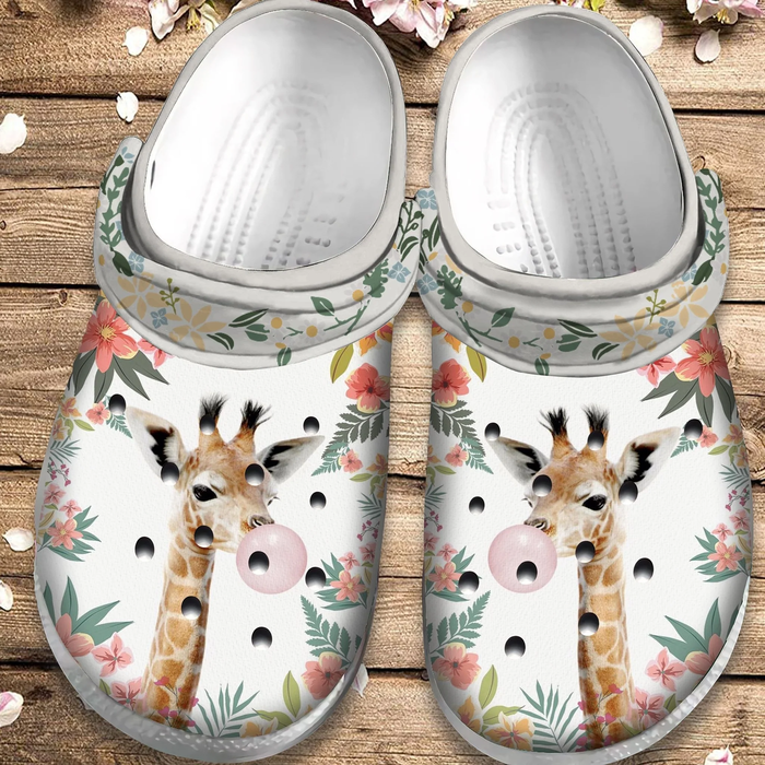 comfortable and non slip giraffe white clogs perfect footwear for family sg7ke