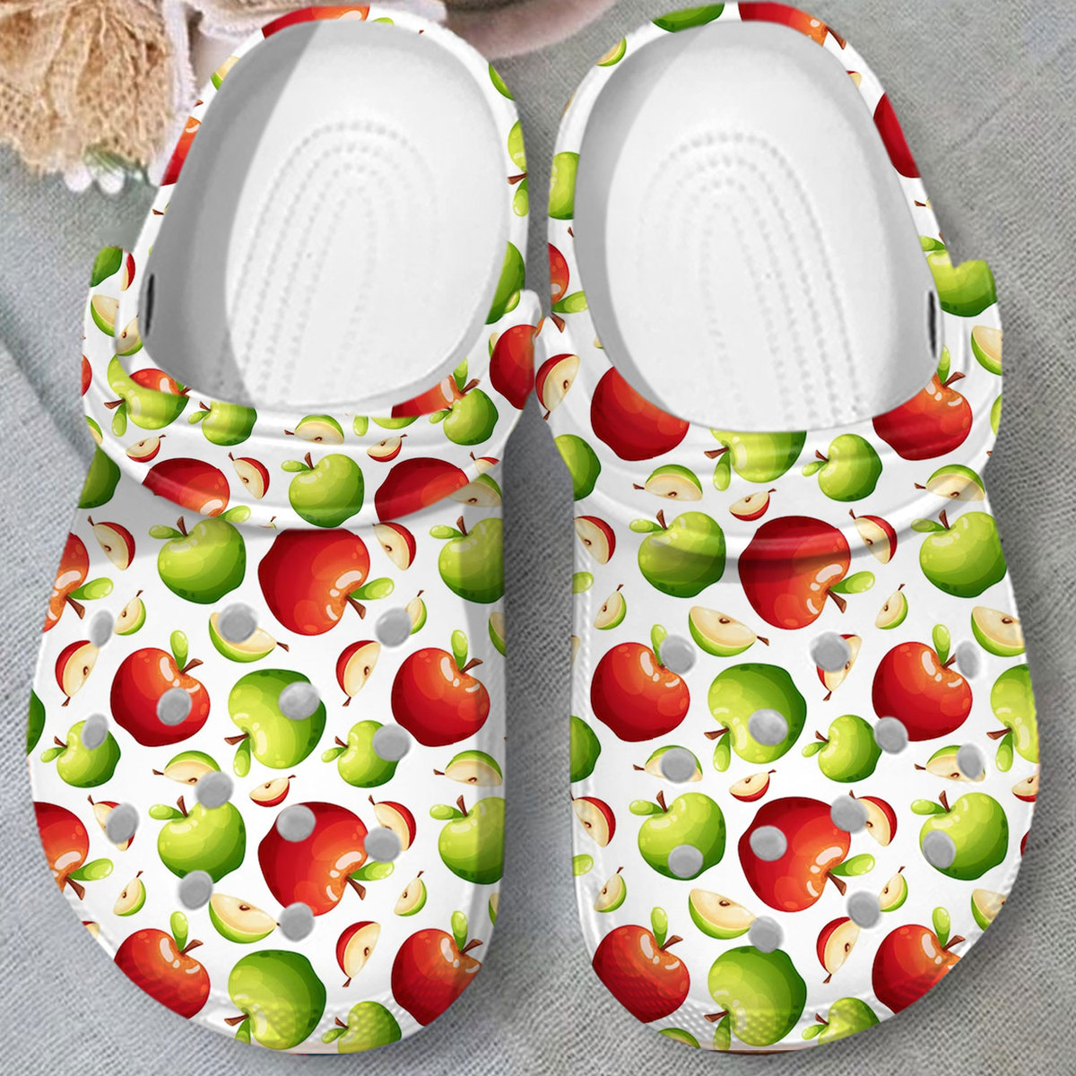 comfortable and safety apple white clogs unique style and creativity mfc46