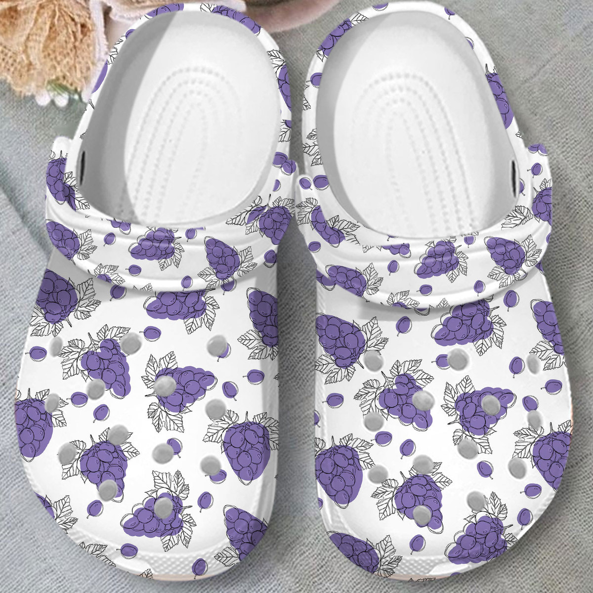 comfortable and soft grape white clogs perfect for outdoor play p57ro