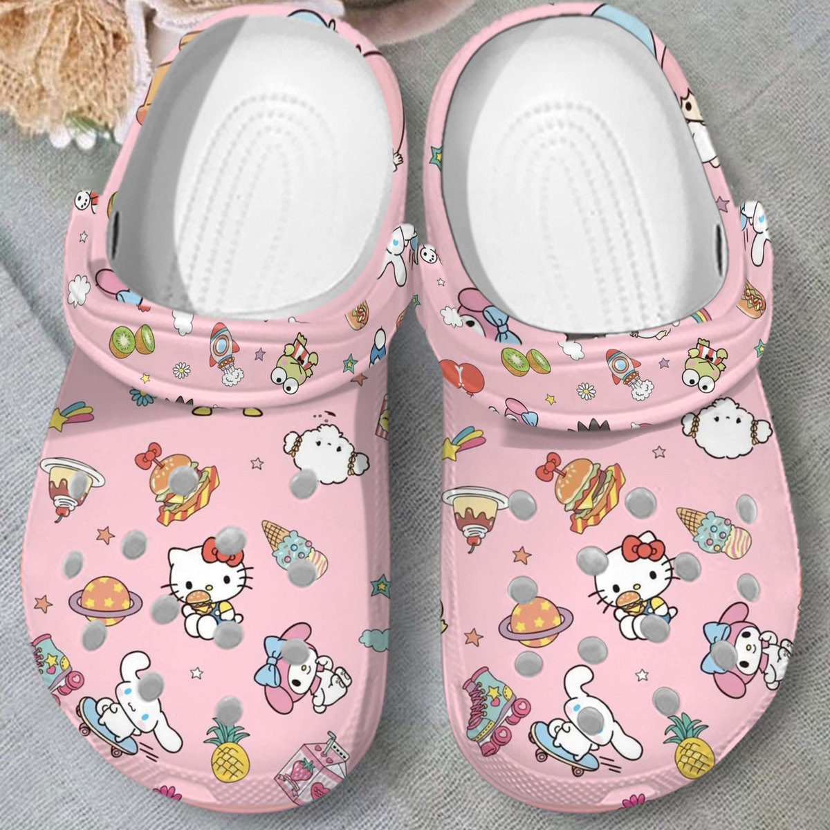 comfortable and water resistant hello kitty pink clogs easy to clean and fast to dry rnaqt