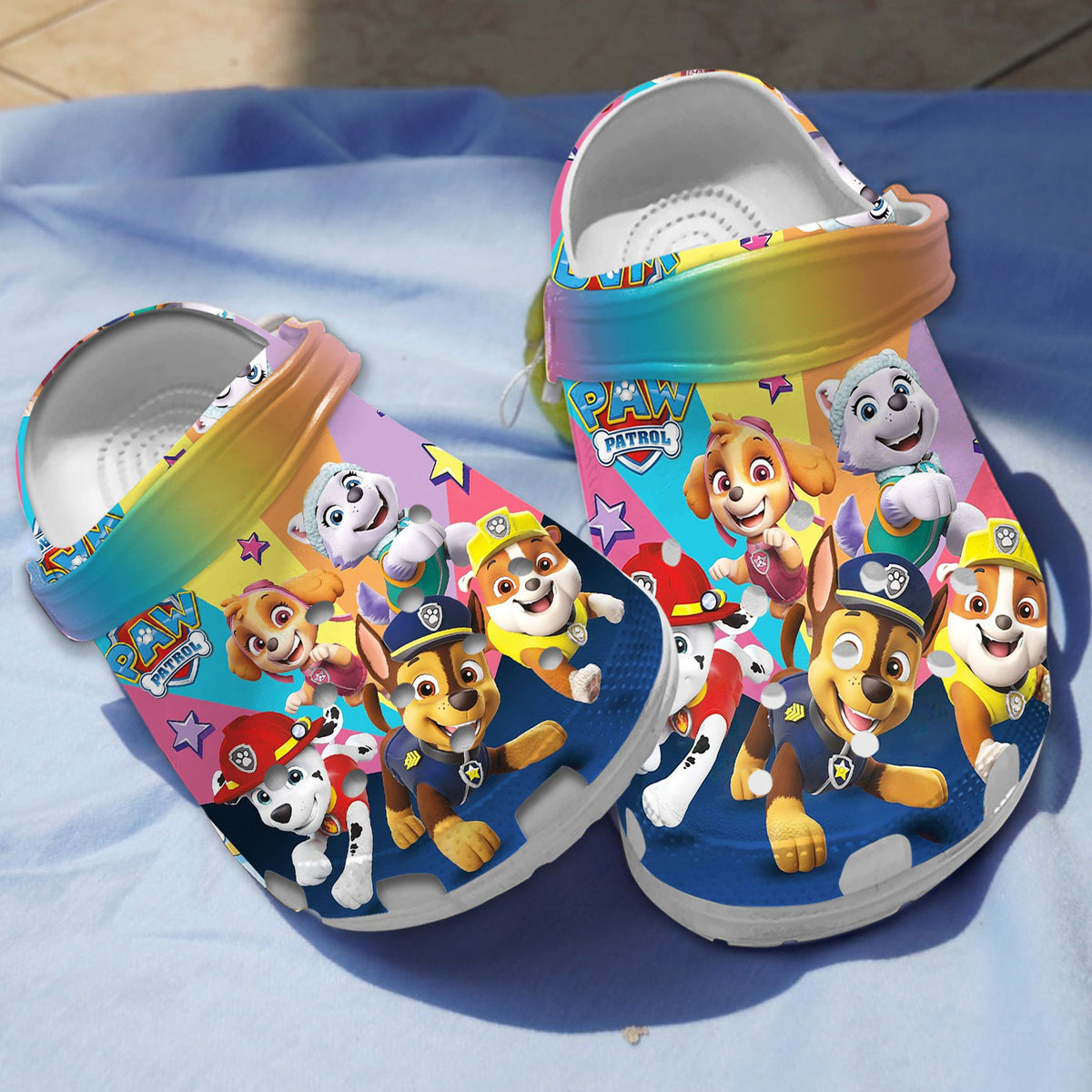 Funny Paw Patrol Squad Cartoon Colorful Clogs, Cute & Safe For Outdoor Activity