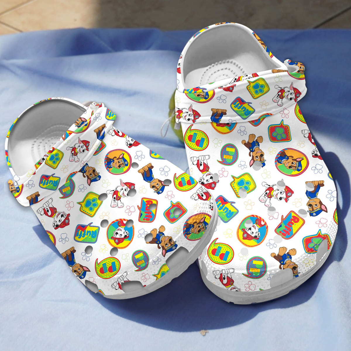 lightweight and non slip paw patrol white clogs funny and stylish for outdoor walking k9urz