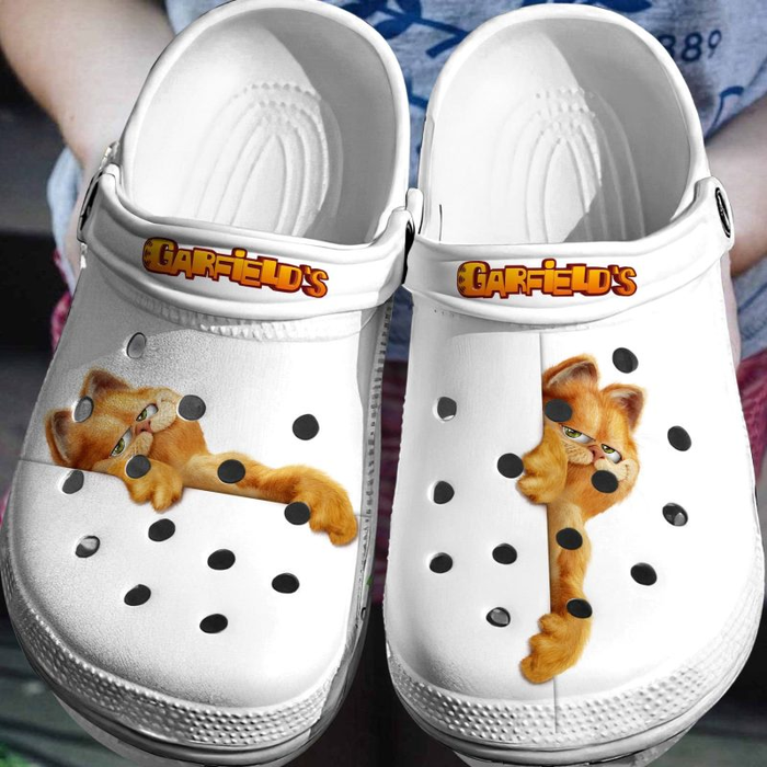 lined and customized white garfield clogs enjoy the freedom of the well ventilated design u0ui4