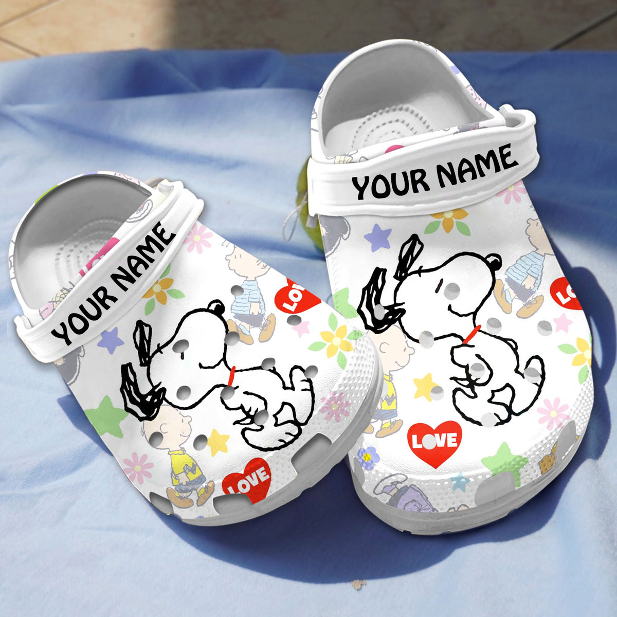 new 3d printed design personalized snoopy white clogs suitable for outdoor walking fkoay