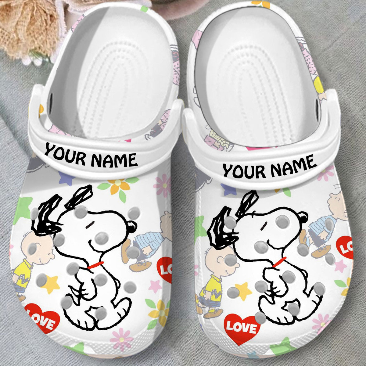 new 3d printed design personalized snoopy white clogs suitable for outdoor walking yz8qd