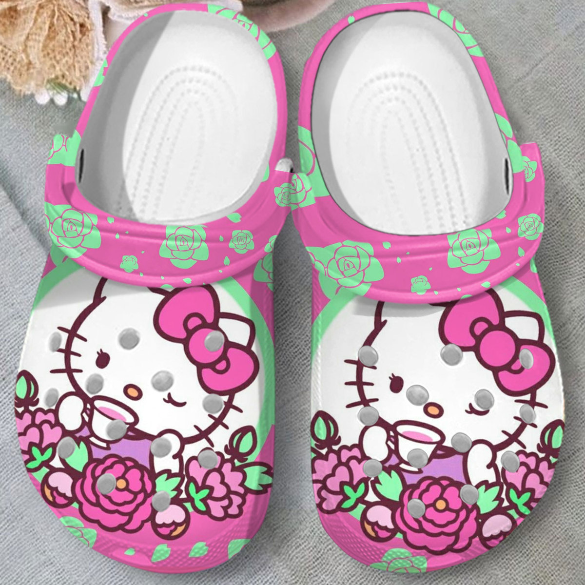 new design hello kitty light pink clogs perfect footwear for family nbcnc