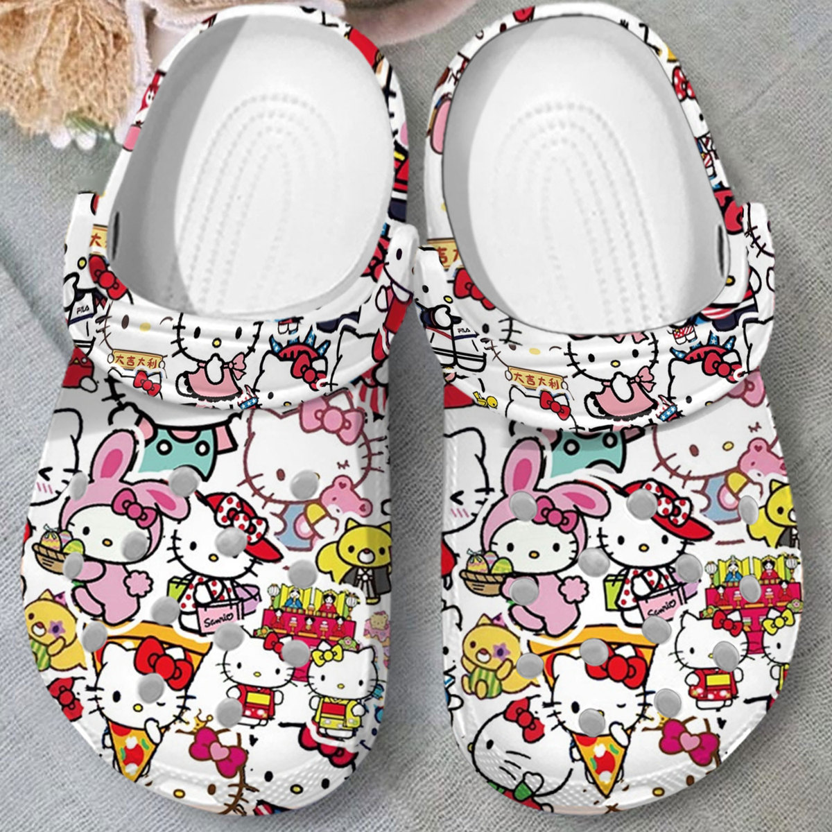 new design hello kitty white clogs worldwide shipping service 12kbc