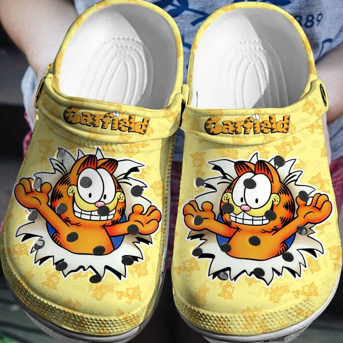 safety and breathable yellow garfield clogs non slip shoes for women and men lqa6g