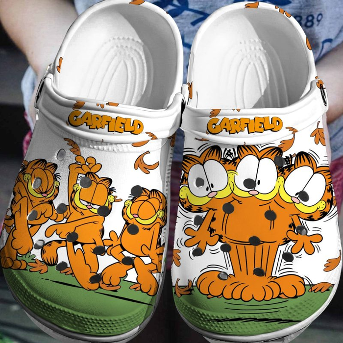 soft and comfortable white garfield clogs funny and stylish for outdoor walking vruc7