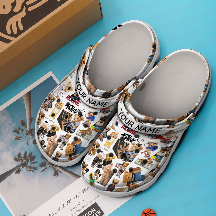 unique design customized teddy bear white clogs express shipping available 2y5bx