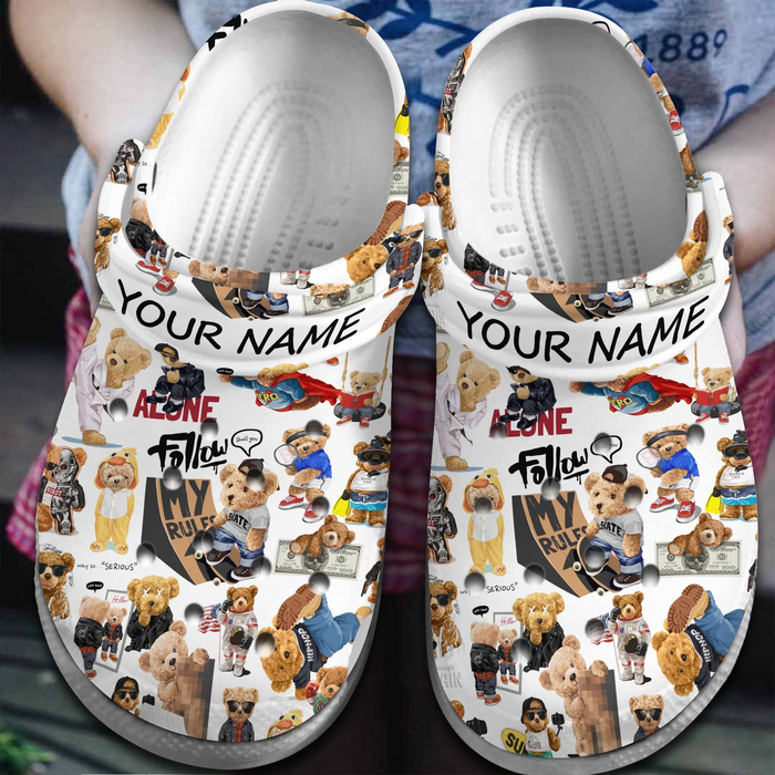 unique design customized teddy bear white clogs express shipping available wcewt