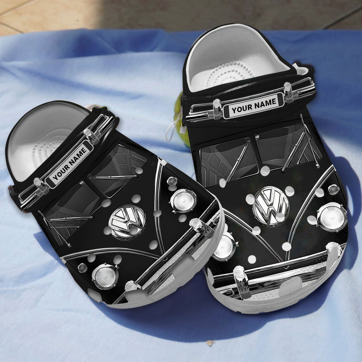 Customized Clogs Love VW Campervan Car Black Clogs, Free Shipping For Orders Exceeding 99$!