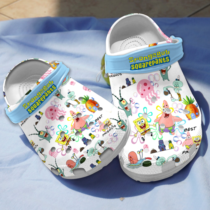 Funny Spongebob Squarepants And Bikini Bottom Friends Clogs, Cute Gift For Kids & Adults!