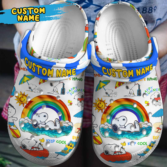 Personalized Happy Summer With Snoopy On The Beach Colorful Clogs, Buy More Save More!