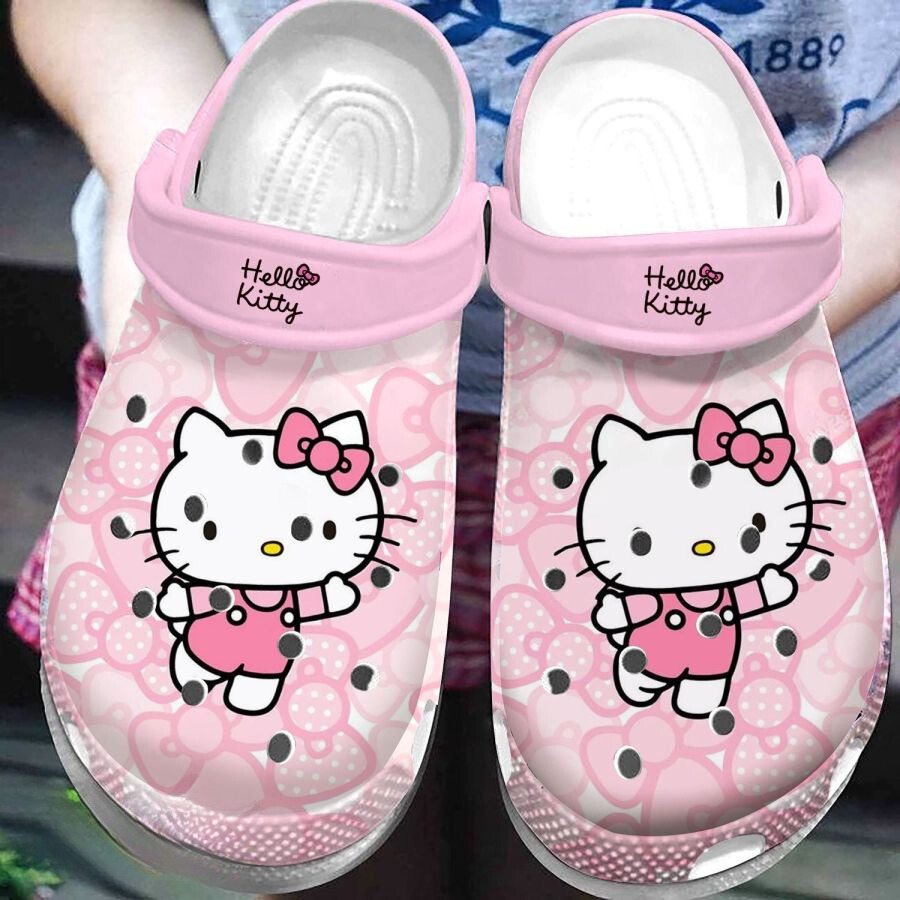Sweet Hello Kitty And Beautiful Bows Classic Pink Clogs For Kids And Adults