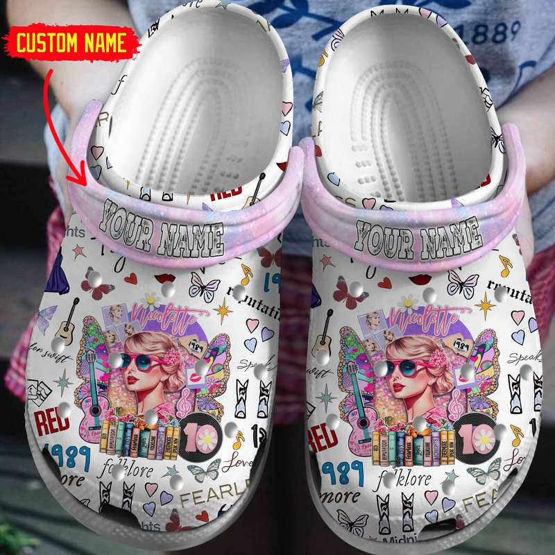 Beautiful Design Singer Taylor Swift Pink Classic Clogs, Personalized Gift For Swifties